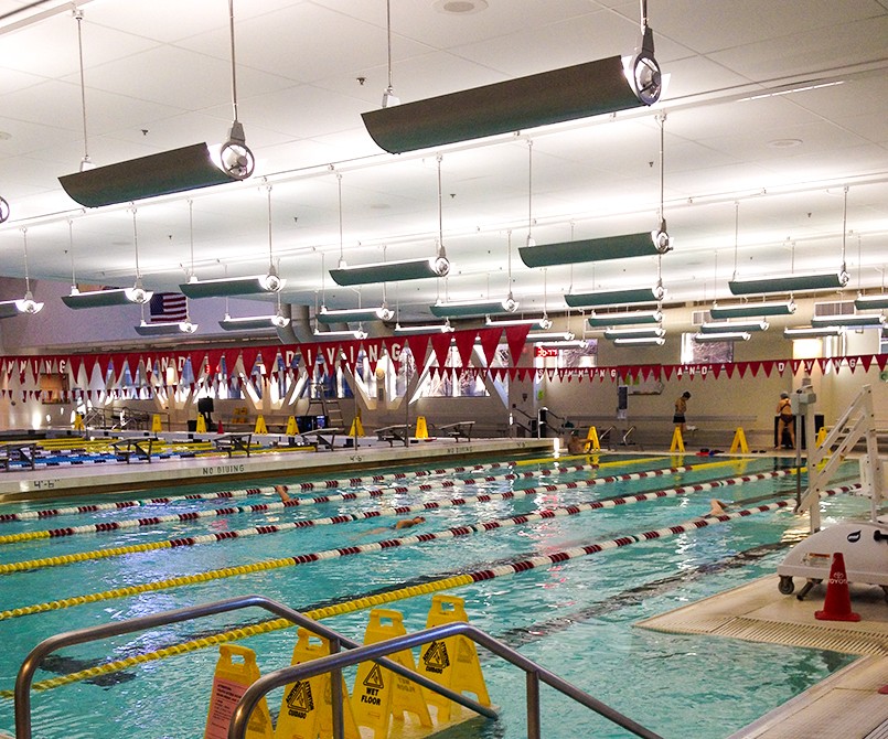 MIT Natatorium pool deck lit with Renova LED fixtures