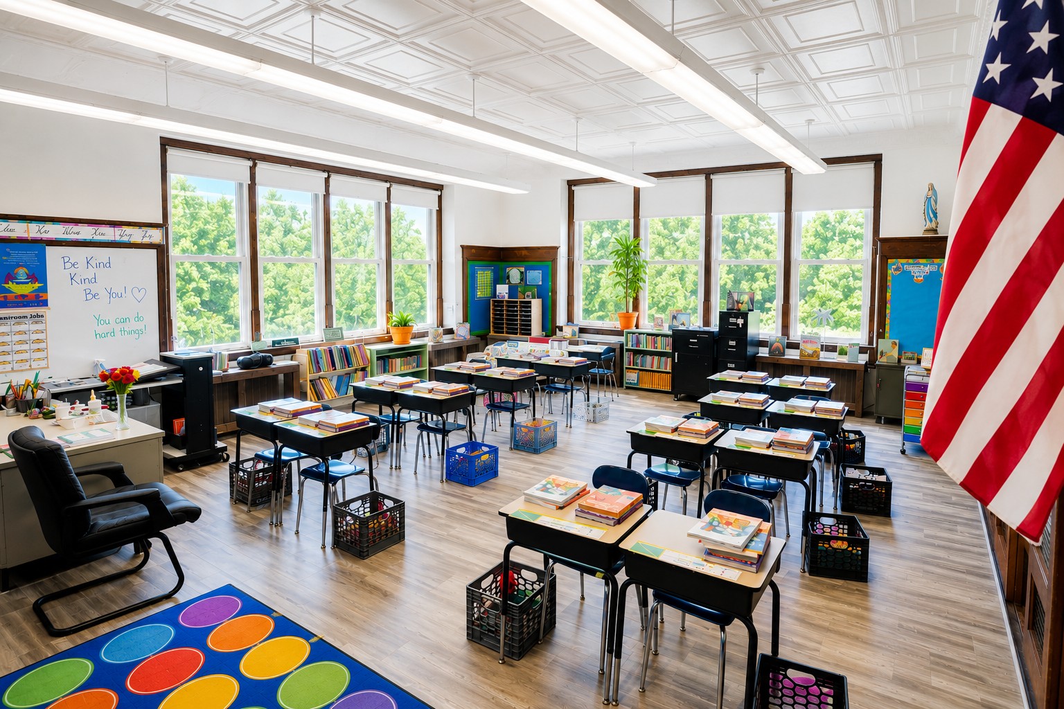 Saint Lawrence School classroom lit with Renova LED fixtures